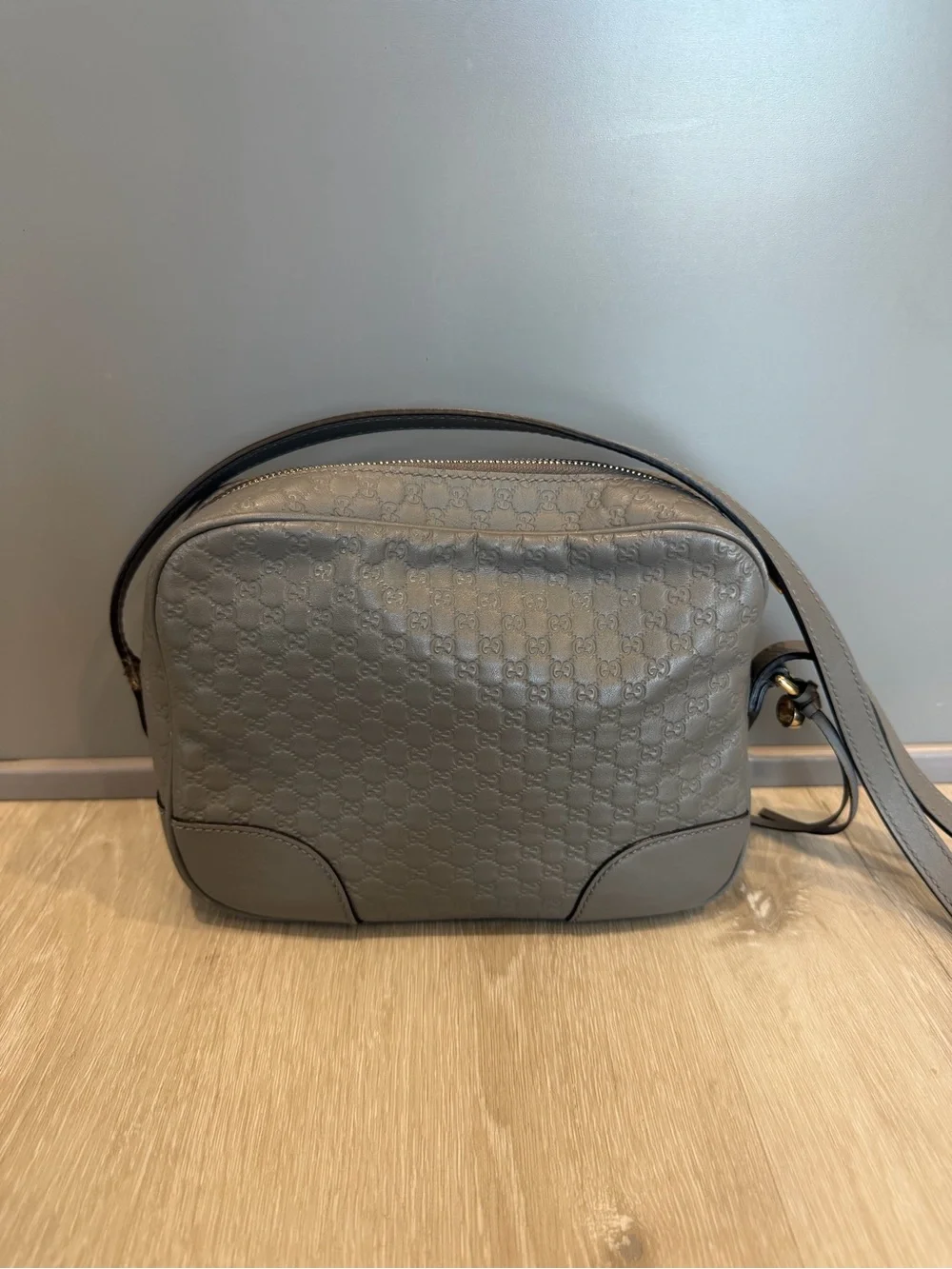 Gucci Guccissima Bree Disco Crossbody Bag Grey